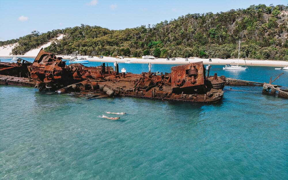 A shipwreck floating off the coast