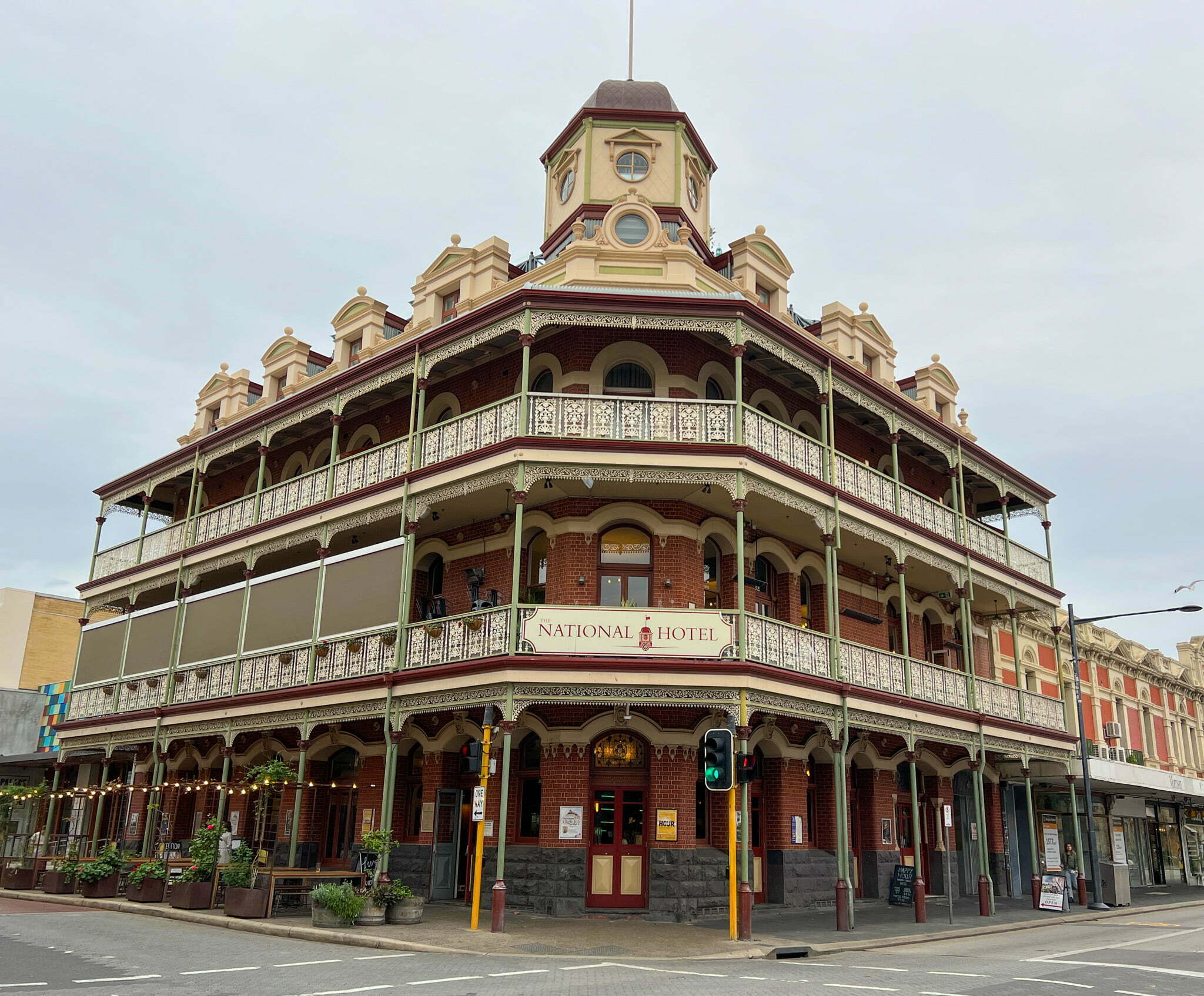 The beautiful heritage exterior of the National Hotel, Fremantle
